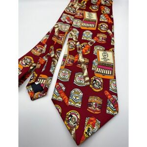 Romario Manziri Mens Silk Blend Red Cigar Pattern Neck Tie